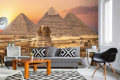 Vlies Fototapete - Pyramiden von Gizeh und die Sphinx 375 x 250 cm